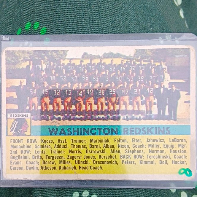 Topps 1956 Topps Football #61 Washington Redskins Team Card Sammy Baugh