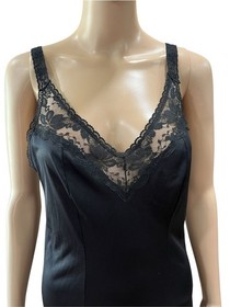 Vintage Vanity Fair black Slip Dress Lace Sweetheart Neckline SZ 34