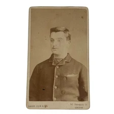 Antique David Hum & Co Photograph of Young Man in Jacket LONDON 1900s
