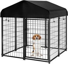 Dog Kennel Outdoor W/ Roof 4'x4.2'x4.5' Welded Wire Dog Enclosures Outside Heavy