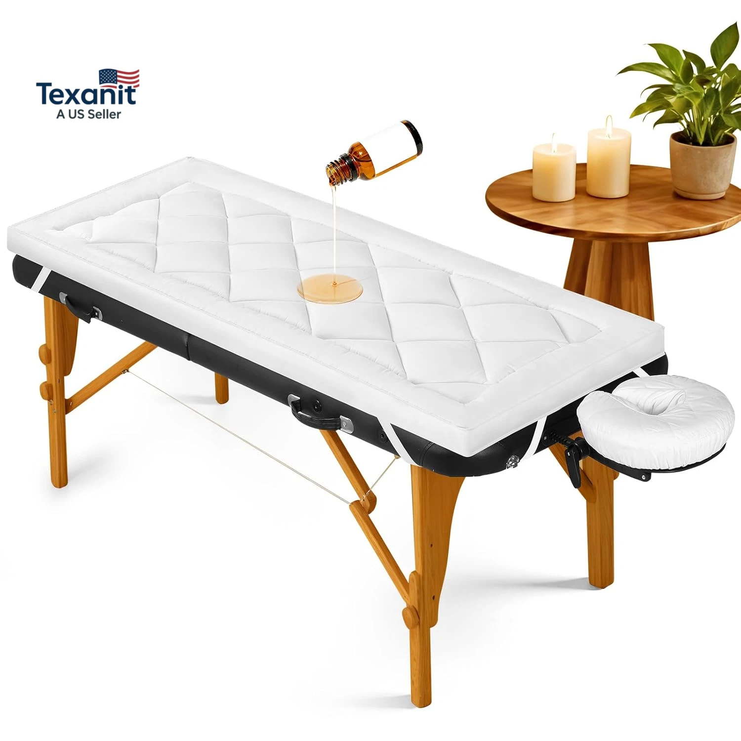 3Inch Plush Lash Bed Topper Set – Waterproof Massage Table Topper, Cozy Pillow T