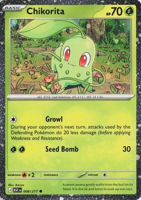 Chikorita (Kosmos Holo) Holo Common Diverse Karten & Produkte 008/217 NM