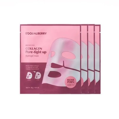EQQUALBERRY Kollagen porenfest Hydrogel Maske Set [4 Blatt] *UK-VERKÄUFER*