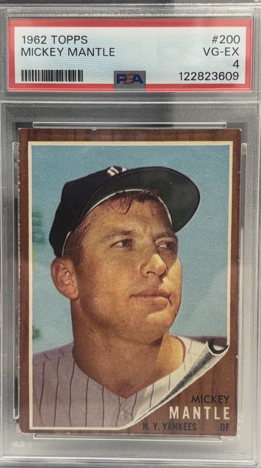 1962 TOPPS #200 MICKEY MANTLE PSA 4 New grade New slab Beautiful Card