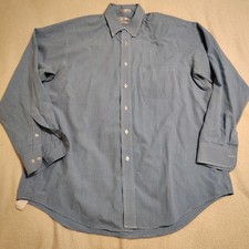 Vintage Sears Roebuck Shirt Mens 17 34/35 White Blue Checkered Made In USA