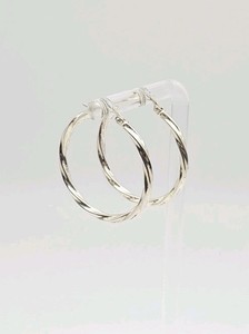 FAS Sterling Silver Vintage 29.5mm Twisted Hoop Earrings