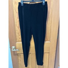 Talbots Womens Black Velvet Leggings Size 10 Ankle Zip Stretch Pull On Pants