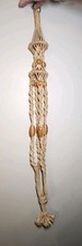 Vintage Macrame Plant Hanger Holder Wooden Beads 70s Boho Retro