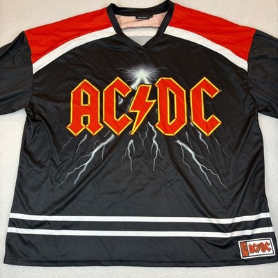 2XL AC/DC 73 Hockey Jersey Shirt Black Lightning Graphic Band Tee