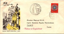 GOLDPATH: Netherlands cover 1959 to Tunisia first flight returned CV908_P19