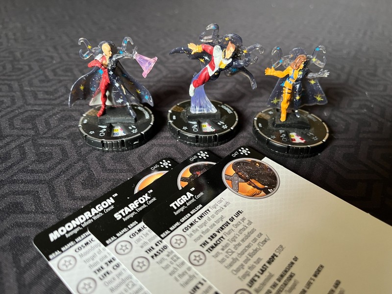 Marvel Heroclix Lot of 3 Chases 048 Starfox, 046 Moondragon, 047 Tigra