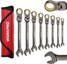 Workpro 8-piece Metric Ratcheting Wrench Set - Flex-head 9-17 Mm Nickel Plated