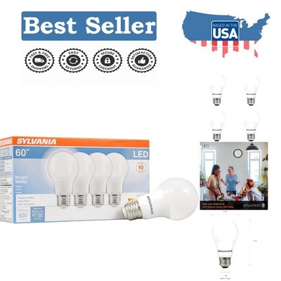SYLVANIA 8.5W A19 LED Bulbs - 60W Equivalent, 800 Lumens, 4-Pack Bright White