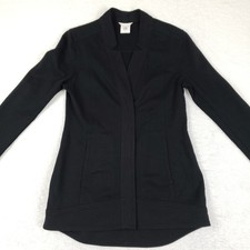 Cabi Pursuit Jacket Black Knit Notched Neck Back Cutout Snap Front S Athleisure