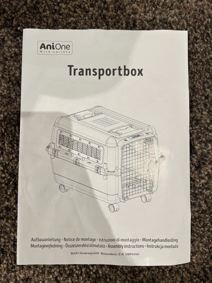 AniOne Transportbox Größe M (70x50x47 cm) – stabile Tiertransportbox mit Zubehör - Bild 3 von 4