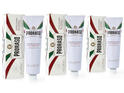 PRORASO Rasierseife weiss Tube Sensible Haut Pelli Sensibili 3x 150ml
