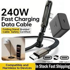 240W 2-in-1 USB C Fast Charg Cable Rotatable Stand Holder Playing While Charging