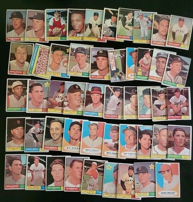 1961 Topps Baseball Cards- 50 Vintage Cards - W/ Gene Mauch and Gus Bell
