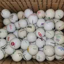BULK LOT - - 100 USED GOLF BALLS WITH LOGOS - - Varies Grades/LOGOS Box L1 