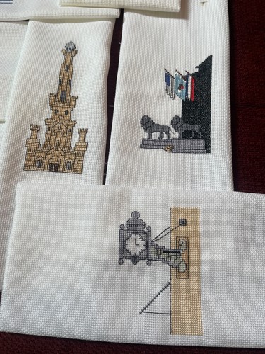 Collection of 8 Chicago Icons Completed Cross Stitch Excellent Workmanship