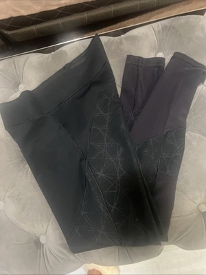 Adidas Climate Athletic Leggings Womans SZ small Ankle Zipper Blk W/ Mint Stripe
