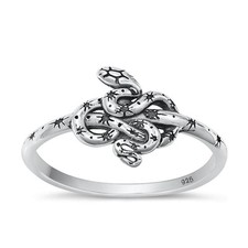 High Polished Snake Ring New .925 Oxidized Sterling Silver Band Sizes 5-10