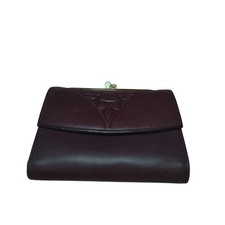 ROLFS Genuine Leather Kiss Lock Wallet Burgundy Classic Vintage Feminine Casual