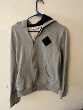 Timberland Full Zip Gray Hoodie Men's Size Medium No Drawstring