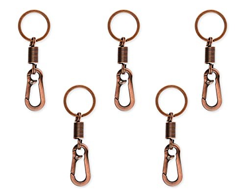 Stainless Steel Carabiner Keychain with Copper Snap Hook and Spring Clip