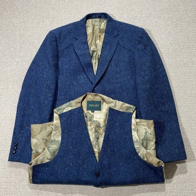 Celtic Gent Tweed Sakko Herren 48 Regular Irish Heritage Wolle Blau Fischgrät