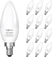 12-Pack 40W Equivalent Candelabra LED Bulbs, 2700K Warm White, E12 Base, B11