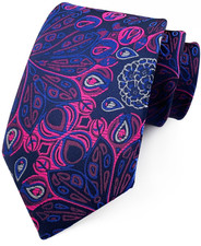 New Classic Floral Paisley Blue Pink JACQUARD WOVEN 100 Silk Men's Necktie Tie