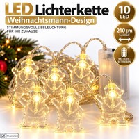 LED Lichterkette Santa Clause 10LED 210Cm Warmweiß Batteriebetrieben Deko