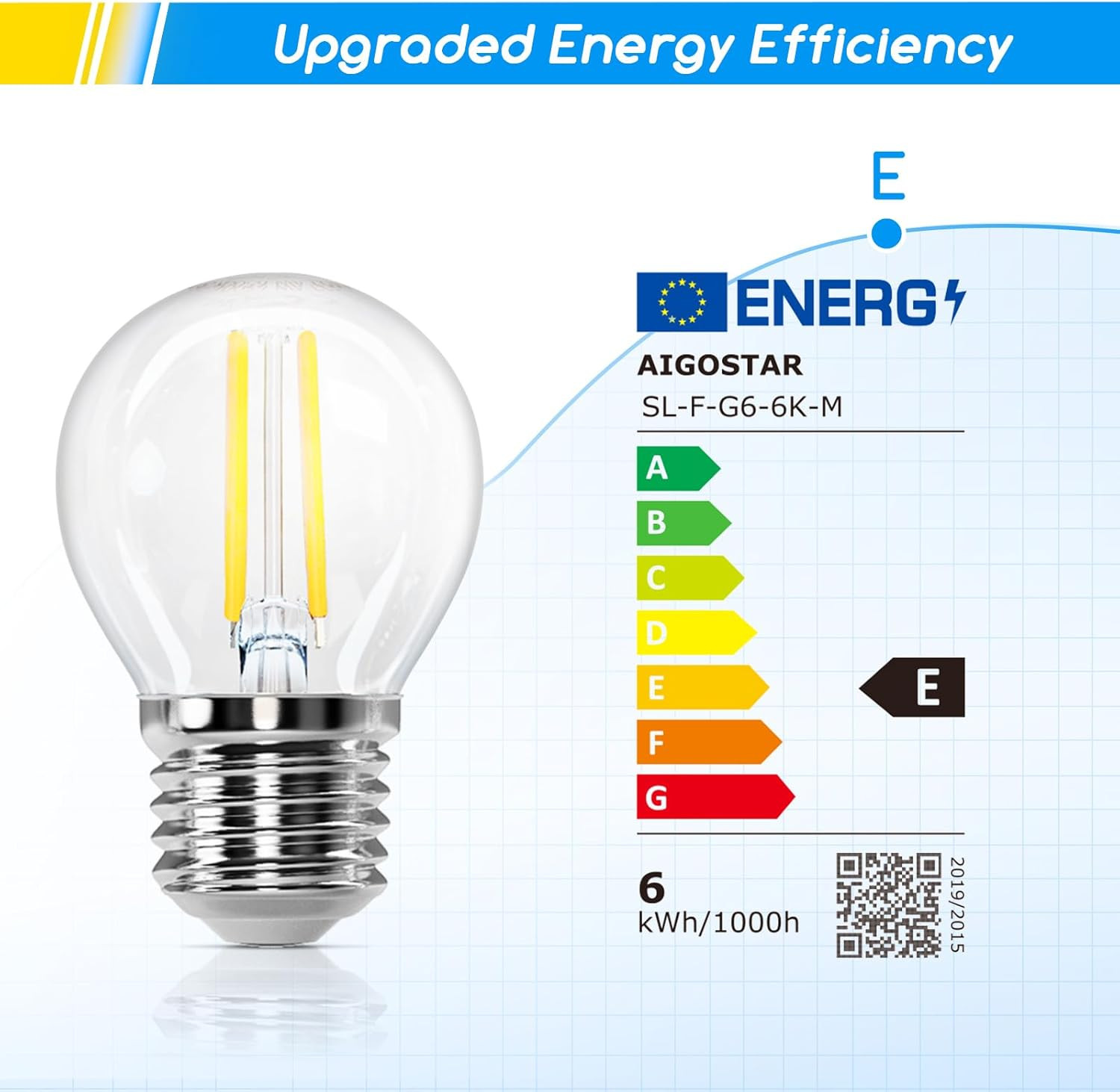 Lampadina LED E27 6W Filamento 6500K G45 | Luce Fredda e Chiara - 4