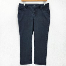 Chicos Jeans Womens 8 Petite Black 1P So Slimming Girlfriend Mid Rise Stretch