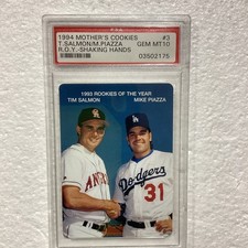 Mother's Cookies 1994 Tim Salmon Mike Piazza #3 Rookies of the Year PSA 10