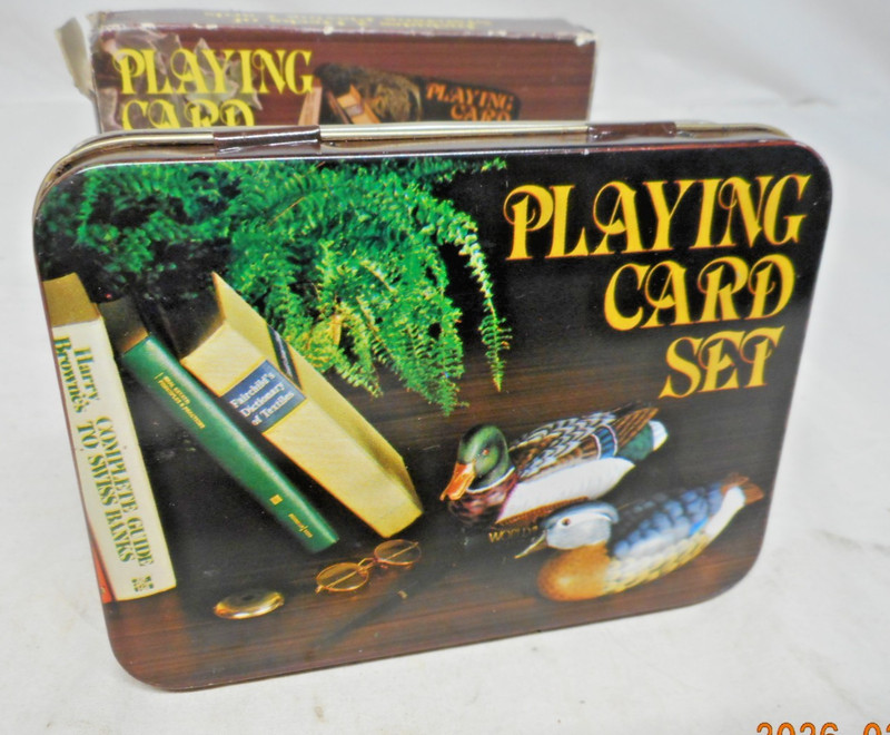 Vintage Crest Complete Double Deck Mallard Duck Playing Cards c1983 In Tin Case.