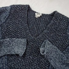 Helmut Lang Wool Silk Knit V Neck Sweater Hi Low Hem Long Sleeve Women Size P XS