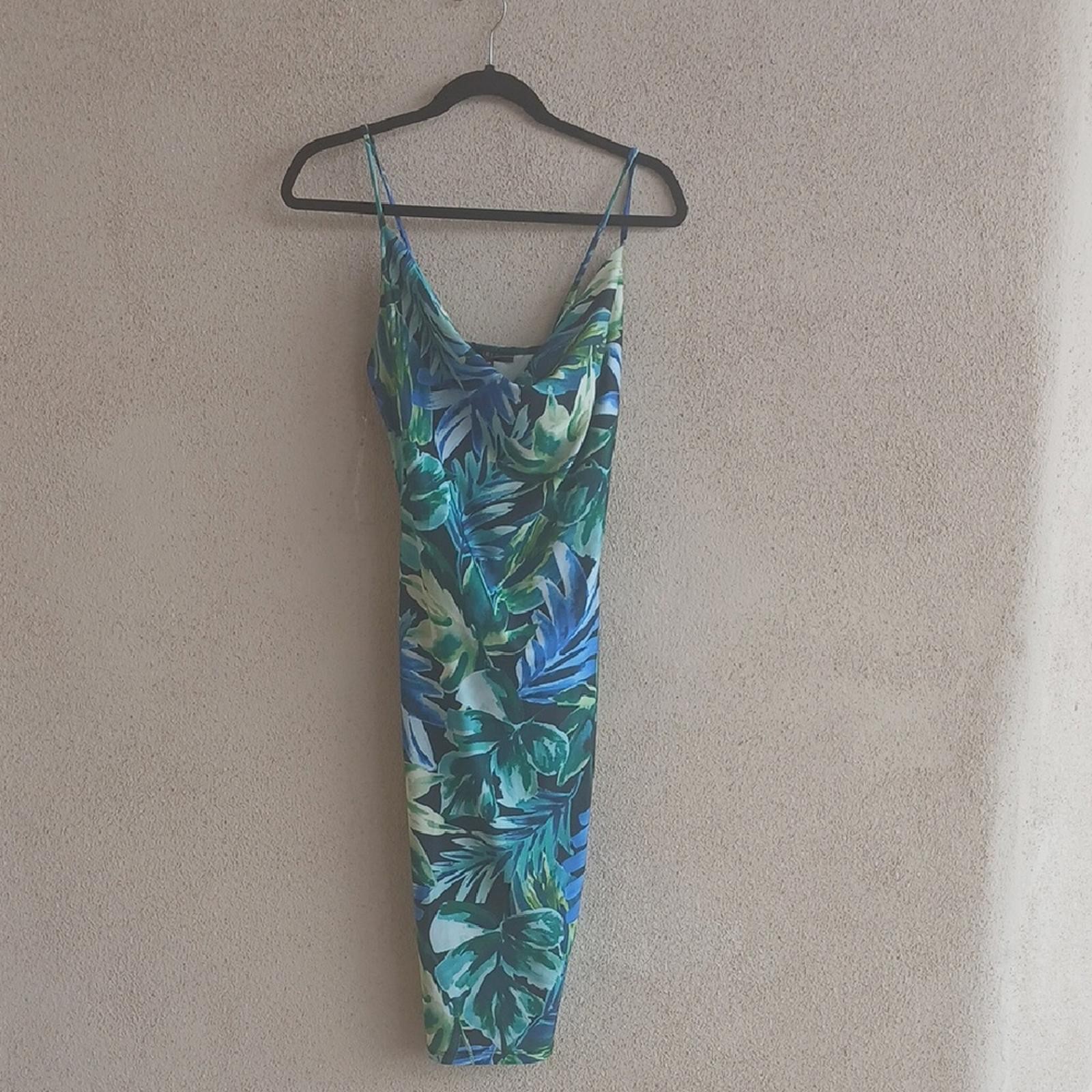 MAKE OFFER Iris Teal and Navy Patterned Garment - image 1