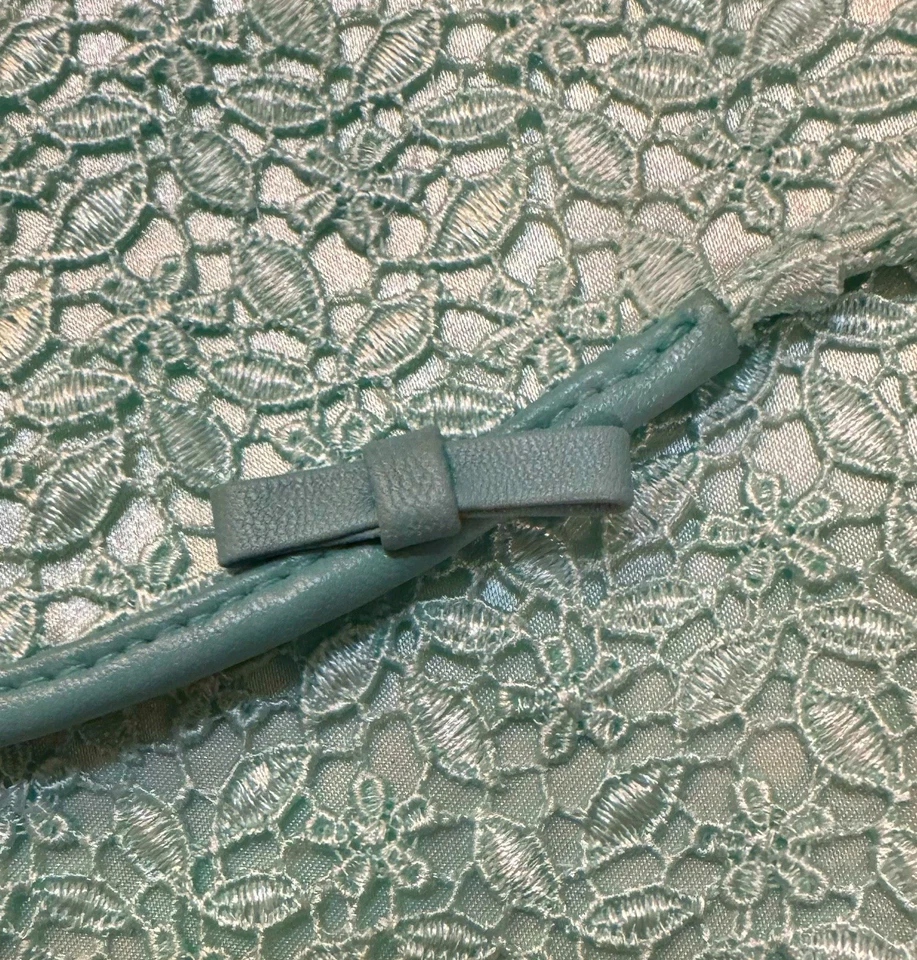 BANANA REPUBLIC Clutch Light Blue Green Floral Lace Vintage Style Fold Over NEW - Image 2 of 4