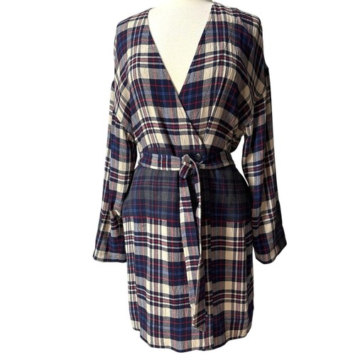 Rag & Bone Wool Blend Wrap Shirtdress Plaid Size Medium - Picture 2 of 10