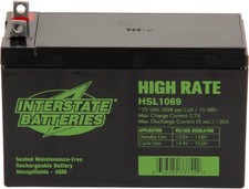 Interstate Batteries 12V 9Ah High Rate Battery Nut  Bolt Terminal 