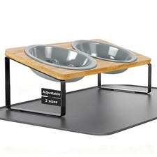 Upgraded Adjustable Height Cat Food Bowls Stand Ceramic Dog Bowls and Slow Fe...