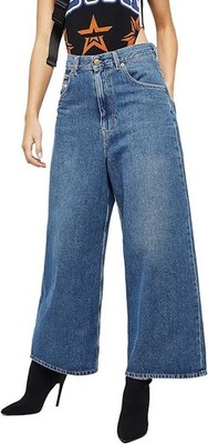 DIESEL Widee 080AN Damen Jeans Straight Blau Reine Baumwolle High Waist W25/L32
