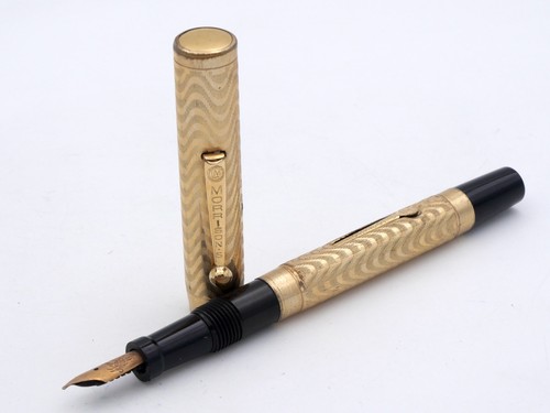 STYLO PLUME ANCIEN - FOUNTAIN PEN - MORRISON - PLAQUÉ OR 14 CARATS - Foto 4 di 11