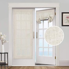 Natural Linen Door Curtain Light Filtering Front Door Curtain Sliding Door Cu...