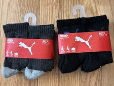 NWT Boys Puma Crew Socks 6 Pairs Of Black  6 Pairs Of Gray - Size Small 5-6.5 