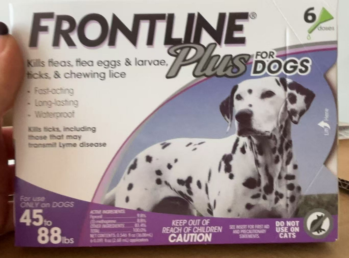 FRONTLINE PLUS for dogs 45 to 88 LBS 100% Genuine 6 doses flea & tick treatment