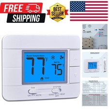 Upgraded Digital Non-Programmable Thermostat for Home 1 Heat/1 Cool Single St...