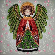DIY Bead Embroidery Kit Christmas angel Beaded stitching needlepoint beadwork